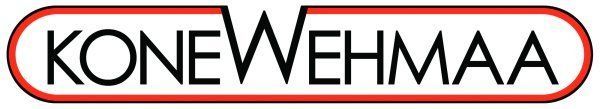 KONEWHEMAA-logo mustalla tekstillä punaisen soikean reunuksen sisällä valkoisella taustalla
