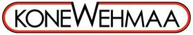 KONEWHEMAA-logo mustalla tekstillä punaisen soikean reunuksen sisällä valkoisella taustalla