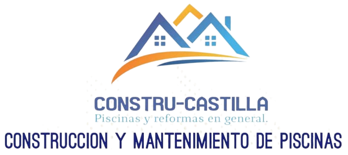 Logotipo de Constru-Castilla, empresa de construcci&oacute;n y mantenimiento de piscinas. Incluye el icono de una casa y texto.