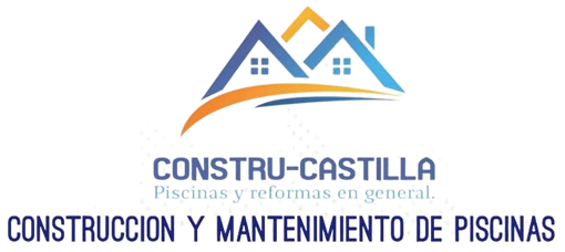Logotipo de Constru-Castilla, empresa de construcci&oacute;n y mantenimiento de piscinas. Incluye el icono de una casa y texto.