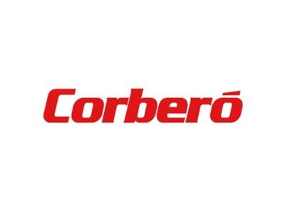 Logotipo de Corberó en texto rojo sobre fondo blanco.