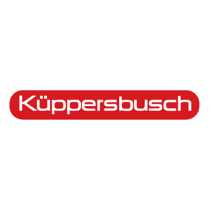 Logotipo de Küppersbusch, texto blanco en un rectángulo rojo redondeado.
