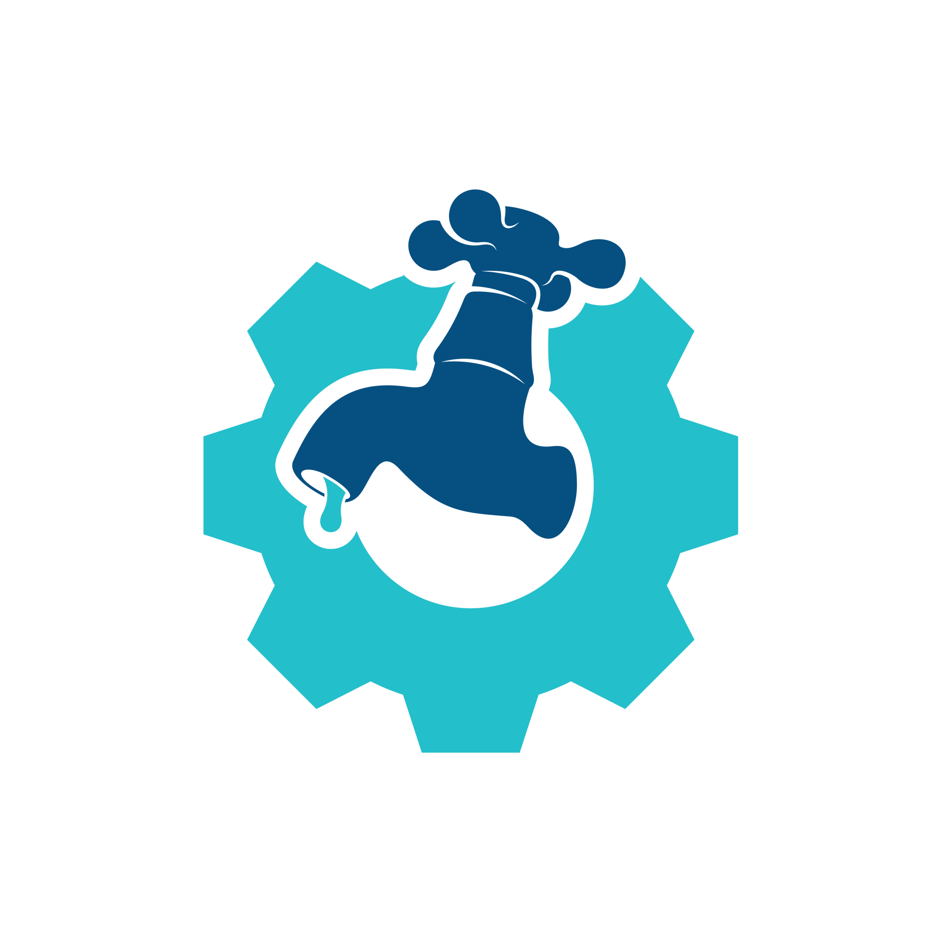 Robinet bleu d'où s'écoule de l'eau à l'intérieur d'un engrenage turquoise.