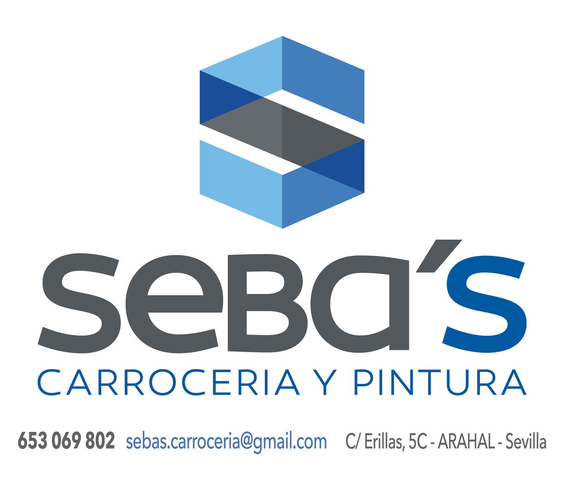 El logotipo de la carrocería y pintura de Seba.