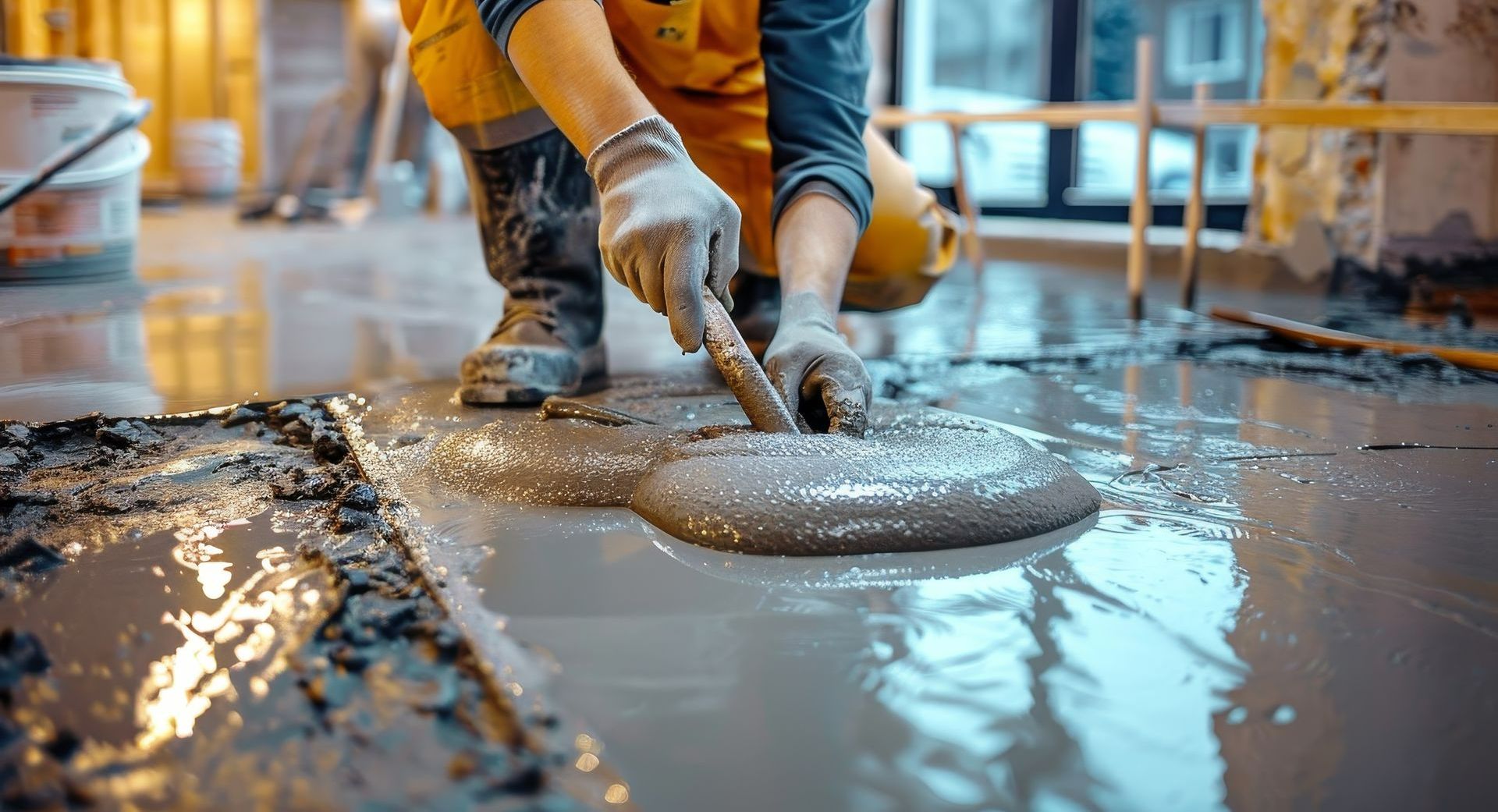 Application de béton à genoux