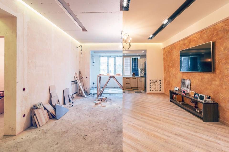 Modernisti saneerattu rakennus ennen ja jälkeen