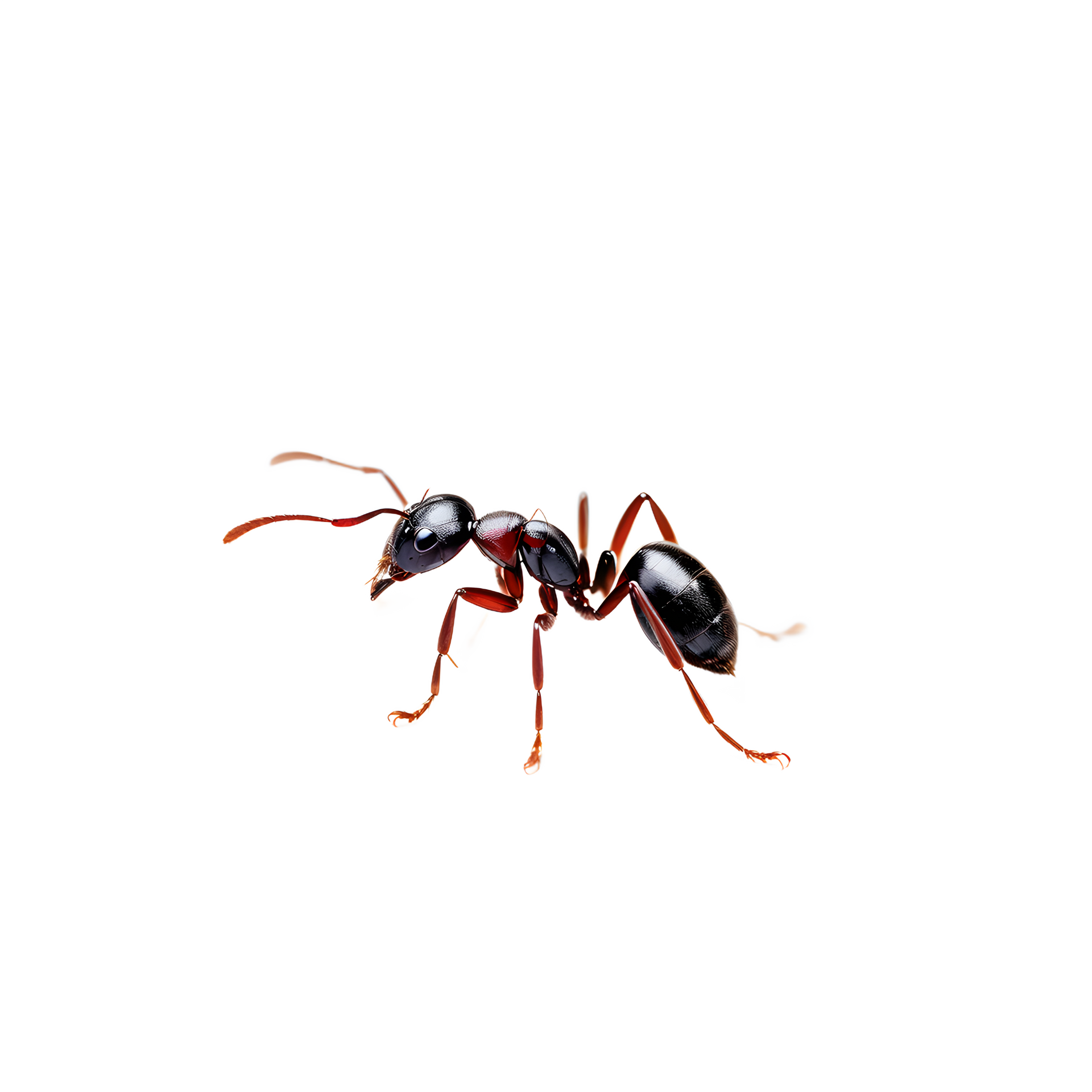 Une fourmi noire et brun rougeâtre.