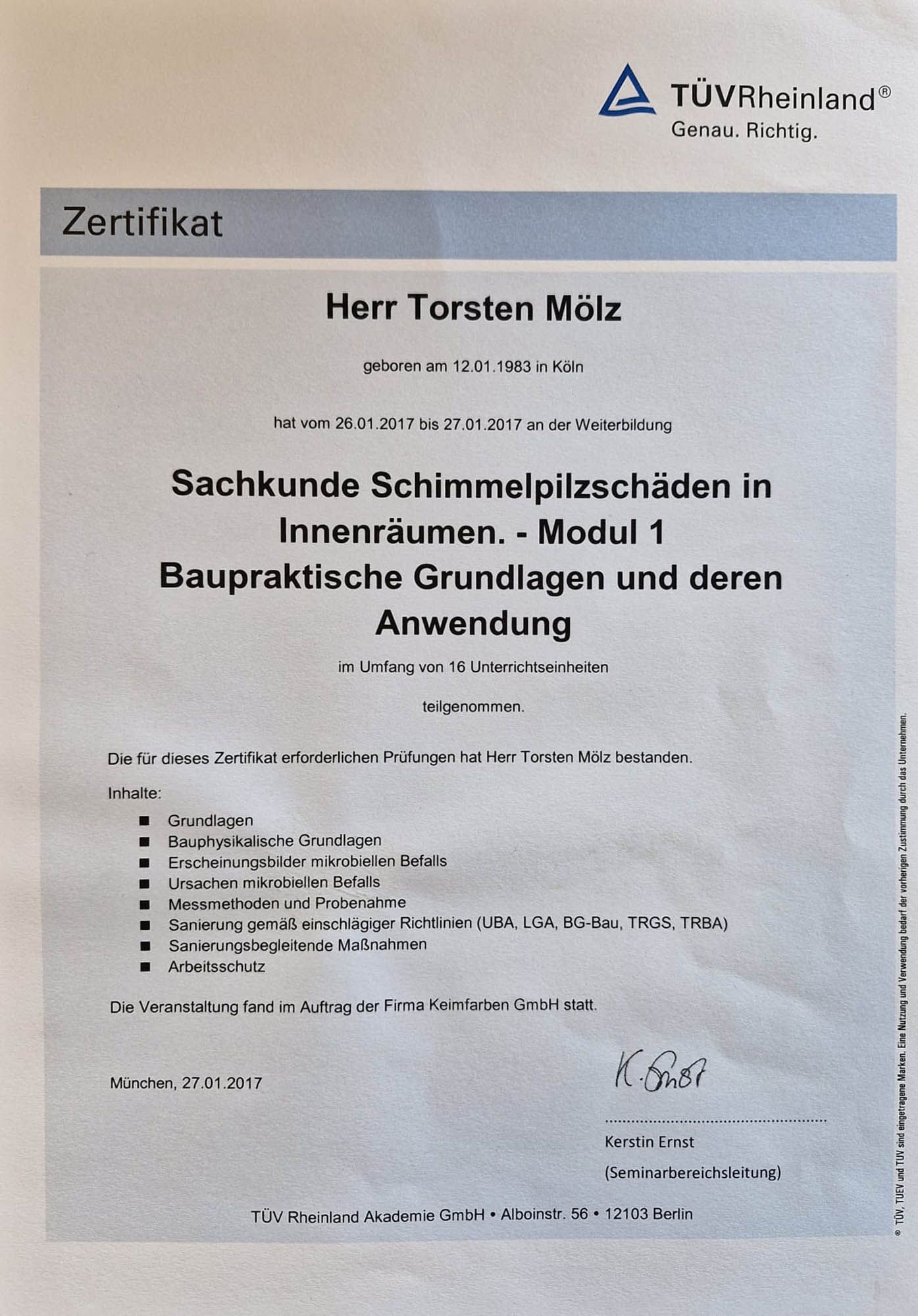 Ein Zertifikat mit der Aufschrift „Zertifikat“