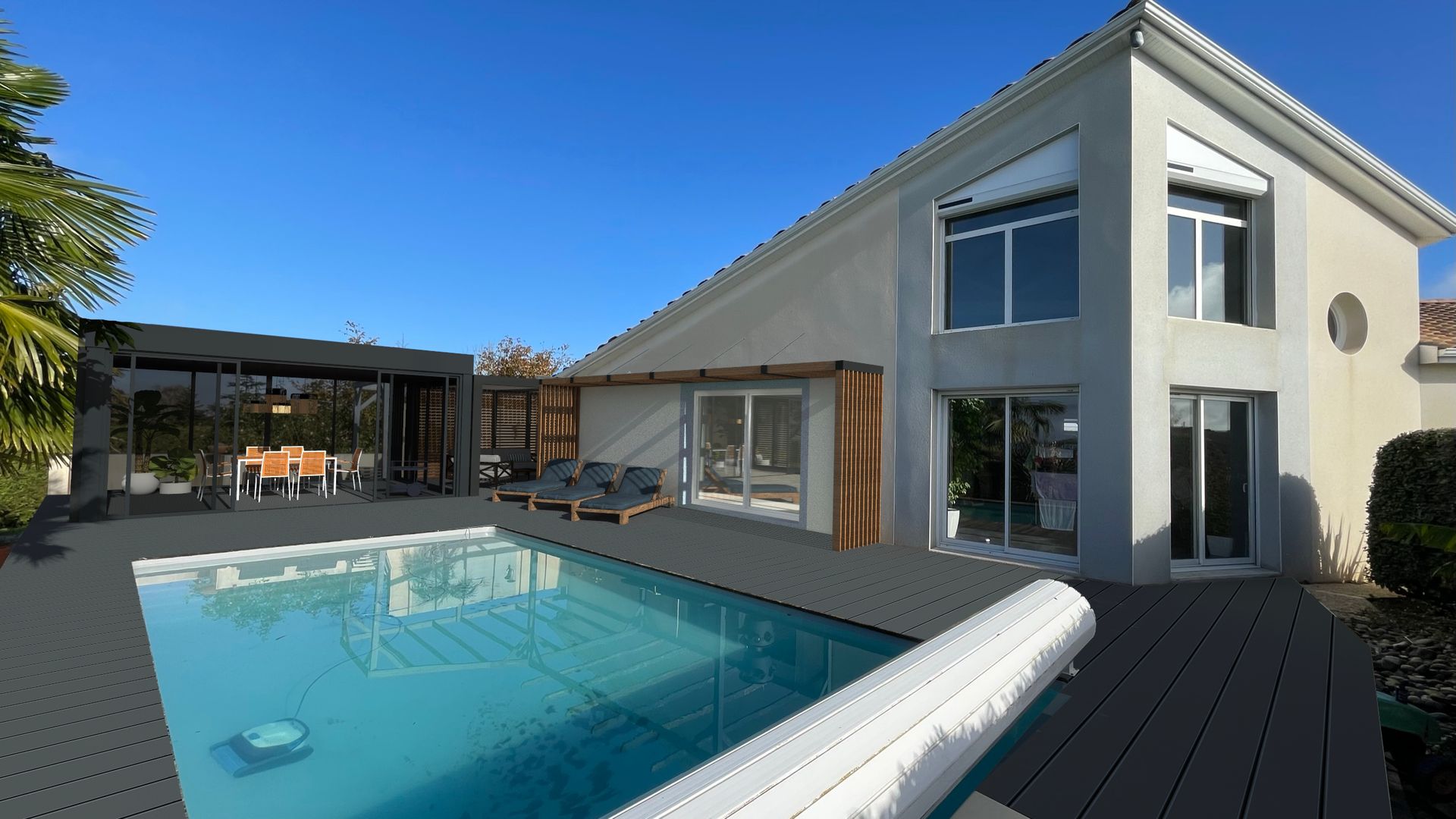 Maison moderne équipée d'une pisicine