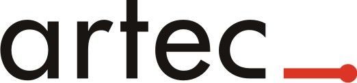 Das Wort „Artec“ ist in schwarzen Buchstaben mit einem roten Pfeil nach rechts geschrieben.