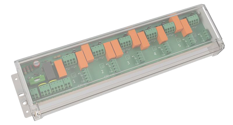 Eine Box mit vielen elektronischen Komponenten darin.