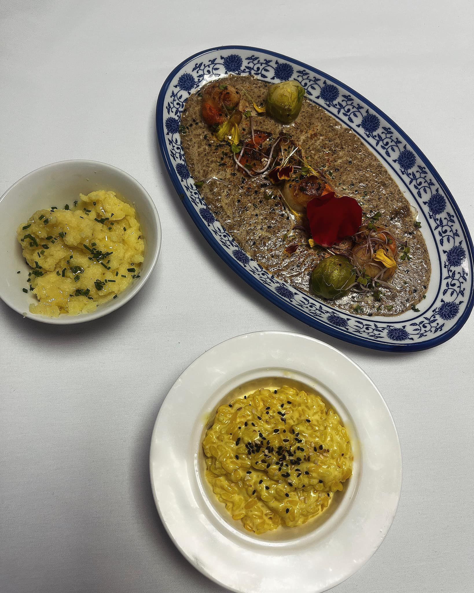 Saint-Jacques, risotto, choux de Bruxelles