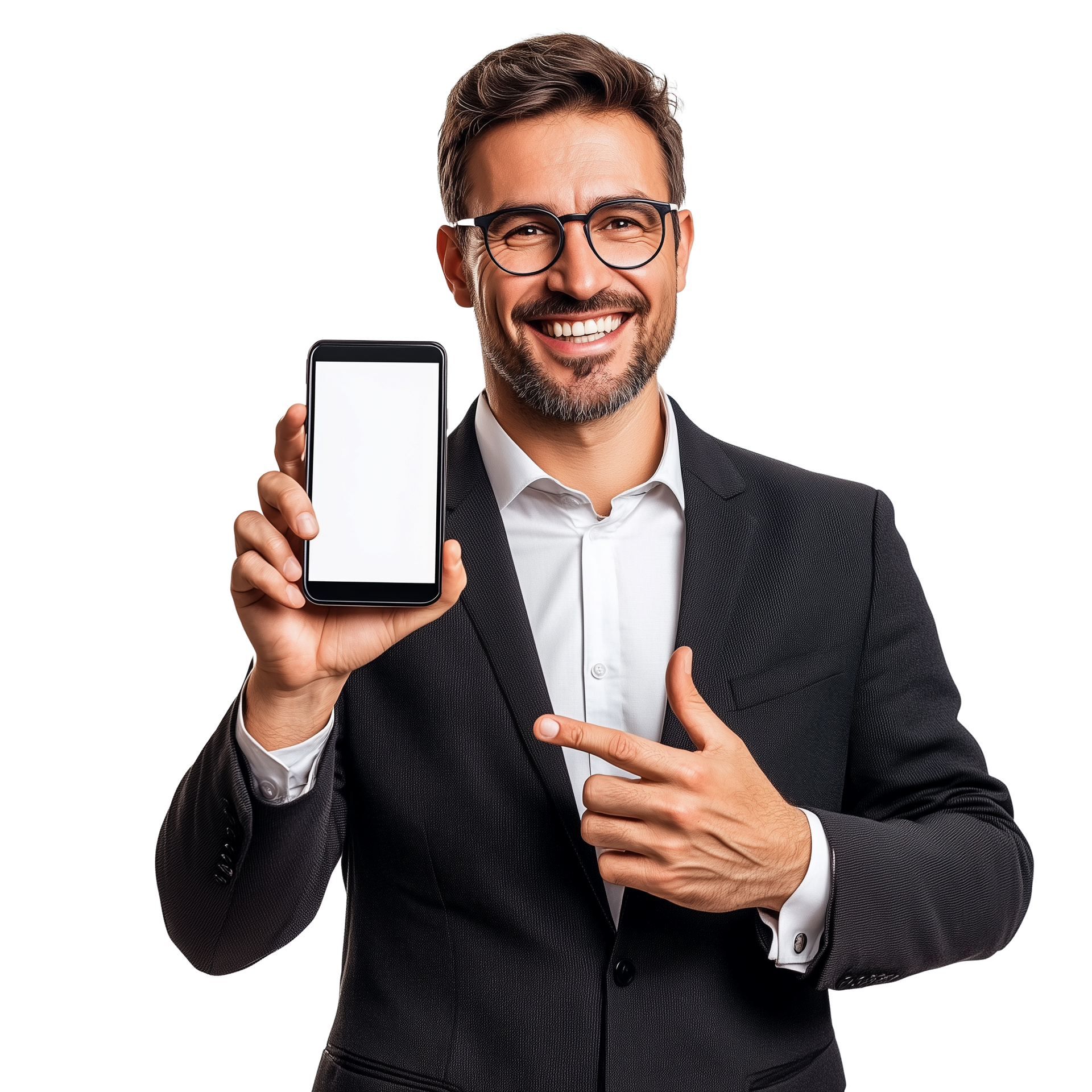 Homme en costume avec smartphone