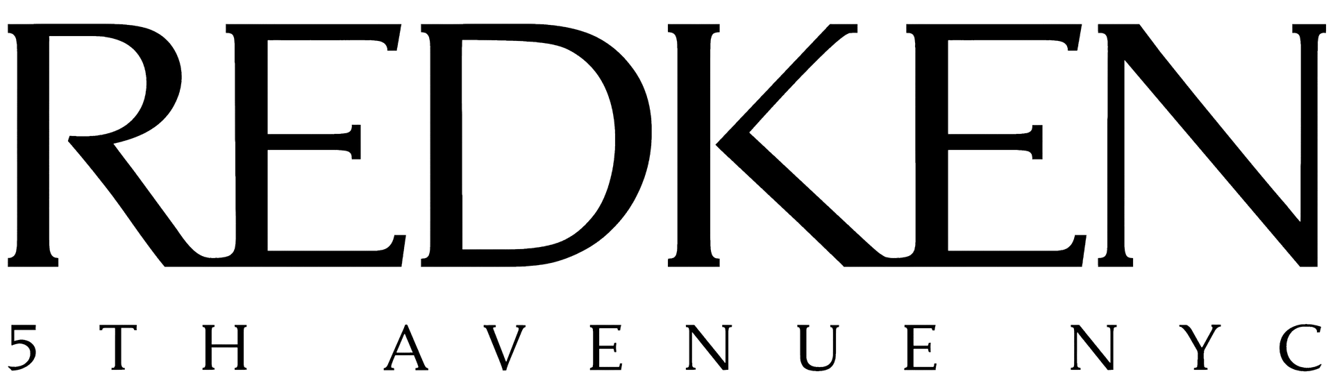 Logo per Redken 5th Avenue NYC, con il nome dell'azienda in un carattere serif nero e audace.