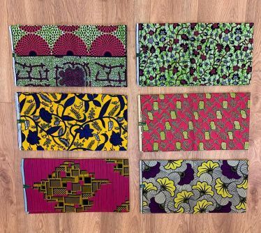 sechs verschiedene Stoffe mit afrikanischem Muster