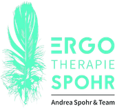 Türkisfarbenes Logo mit Federsymbol und dem Text „ERGO THERAPIE SPOHR“ und „Andrea Spohr & Team“