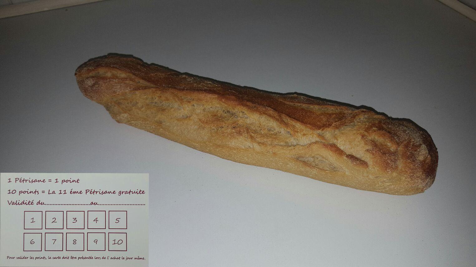 Baguette pétrisane et sa carte de fidélité 250g