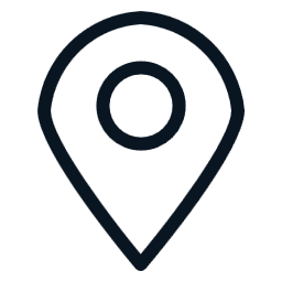 Ícone de localização azul escuro com círculo interno.