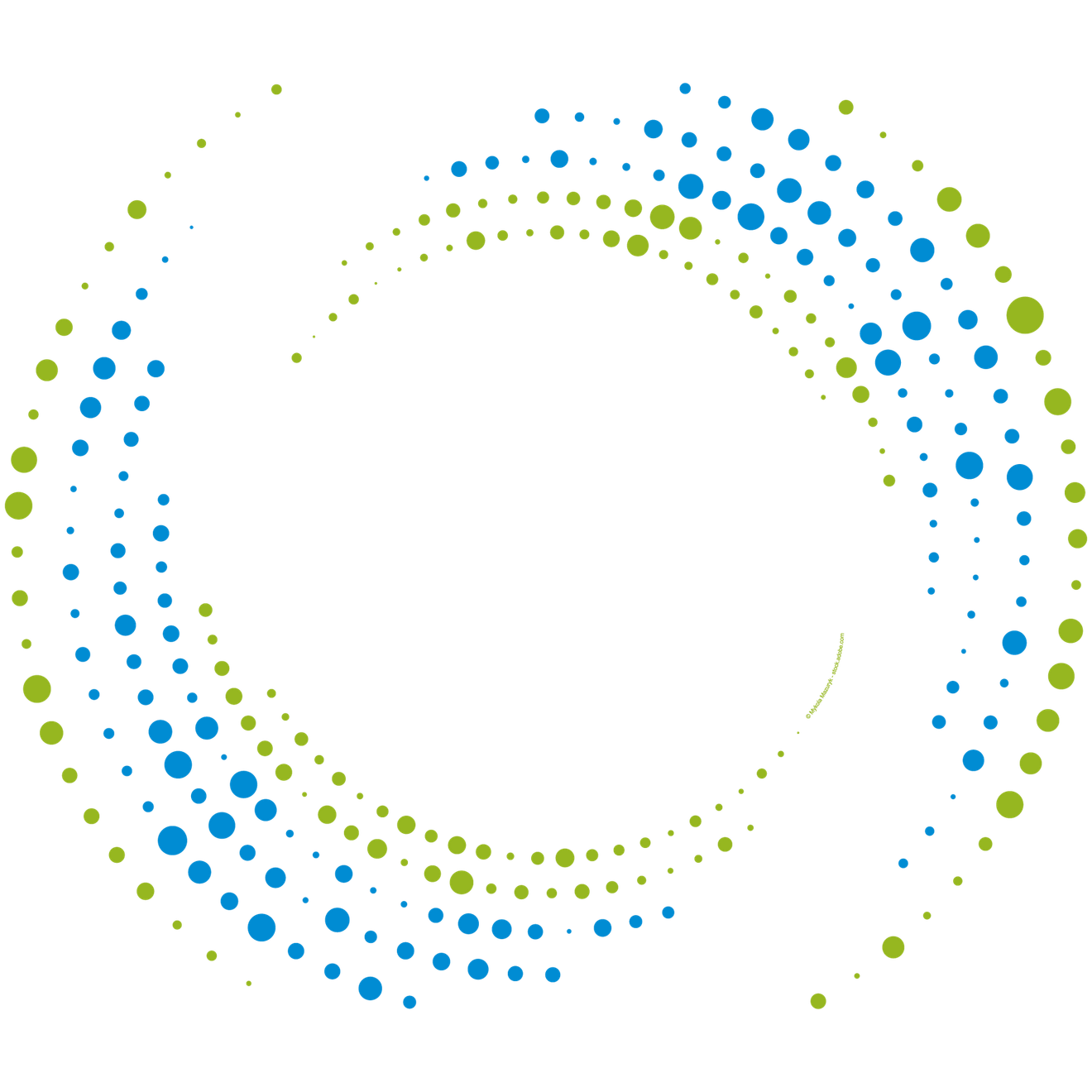 Unterschiedliche Punkte in zwei Halbkreisen angelegt