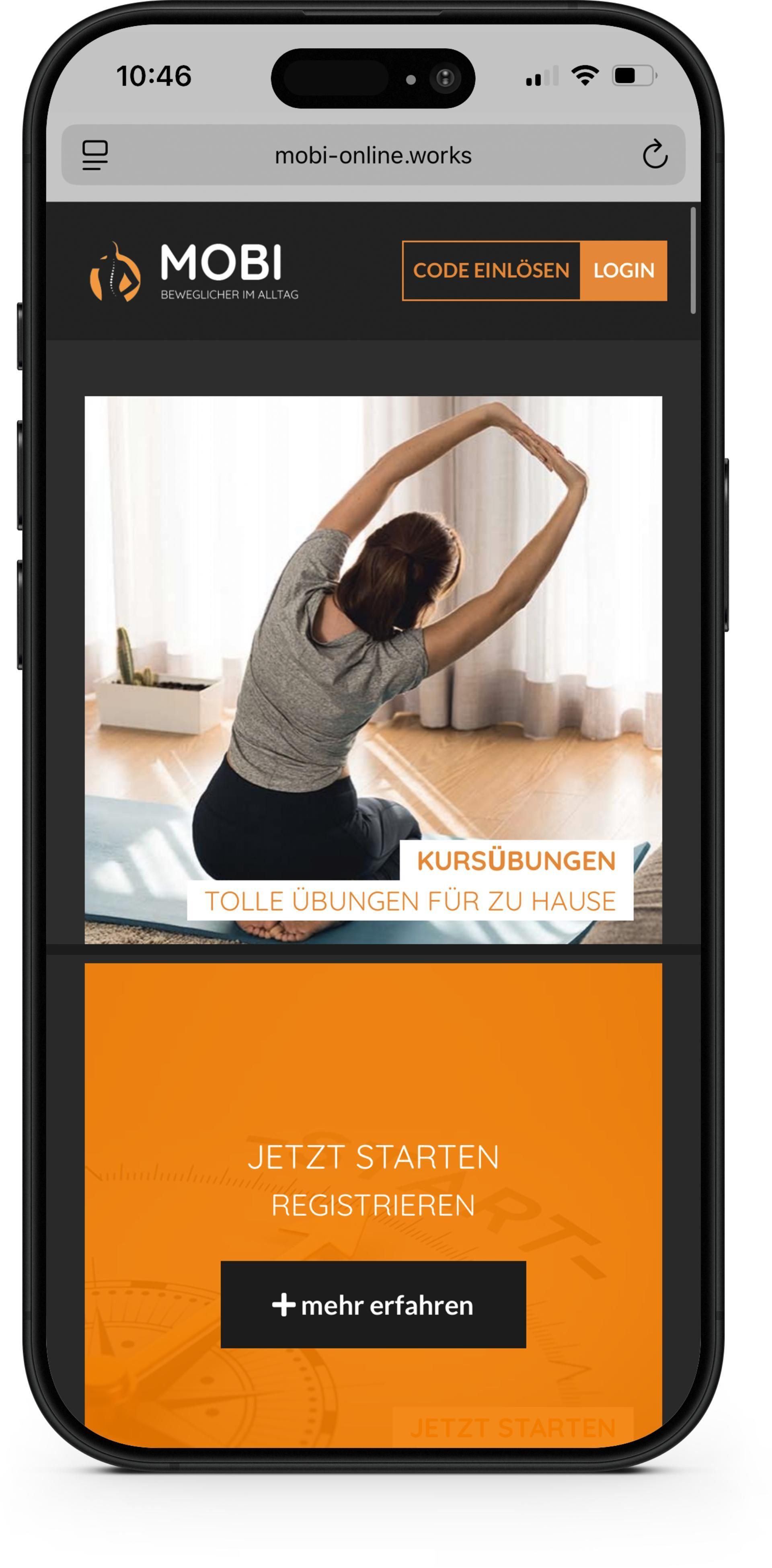 Mockup von mobi-online auf einem Handy