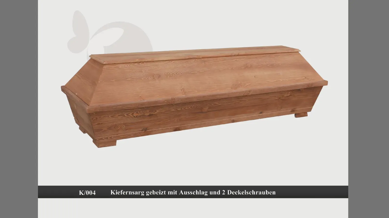 Ein Bild von einem hölzernen Sarg auf weißem Hintergrund