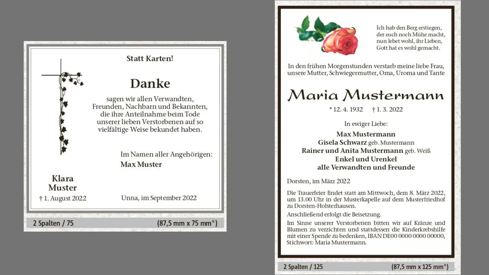 Ein paar Karten mit einem Kreuz und einer Rose darauf.