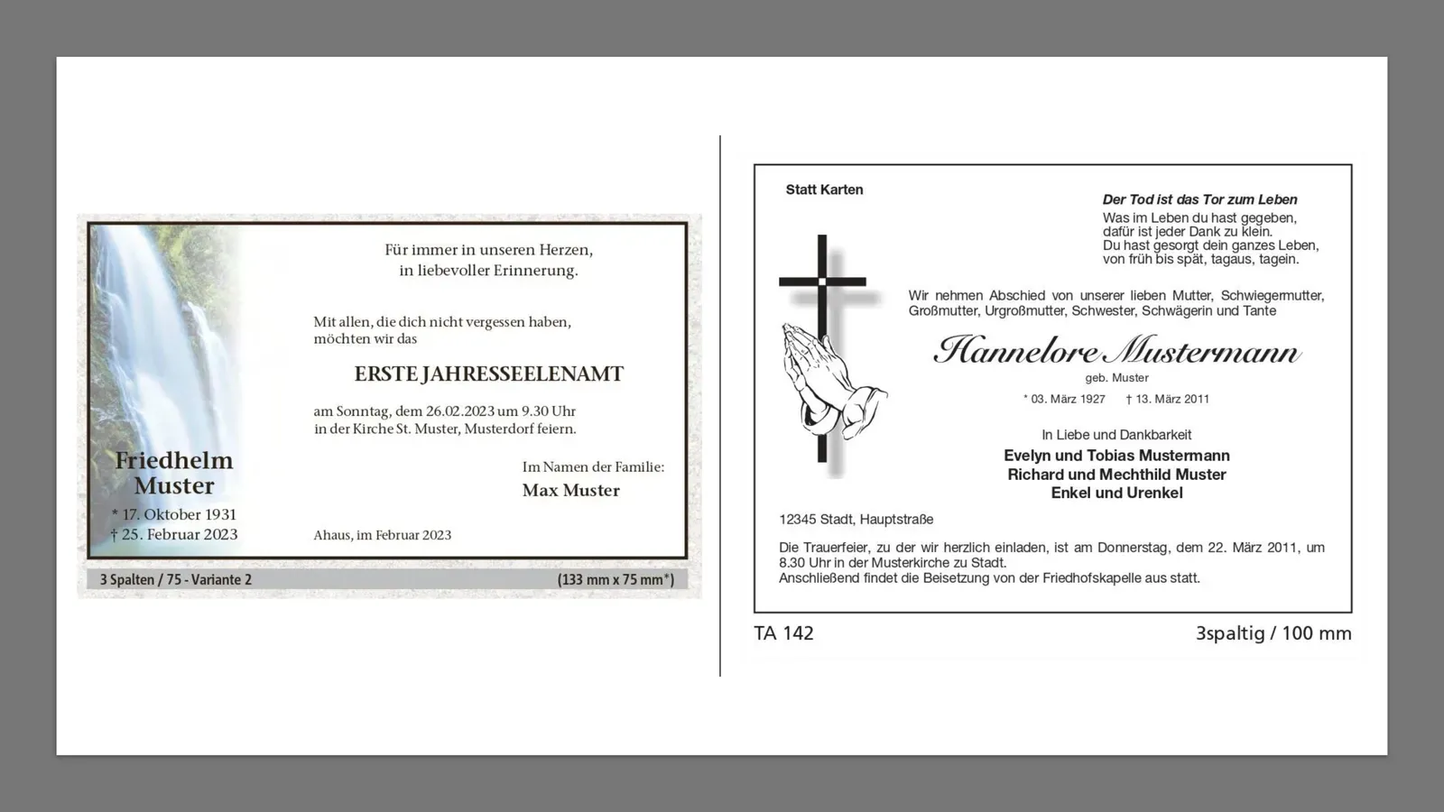 Ein paar Karten mit einem Kreuz darauf auf weißem Hintergrund.
