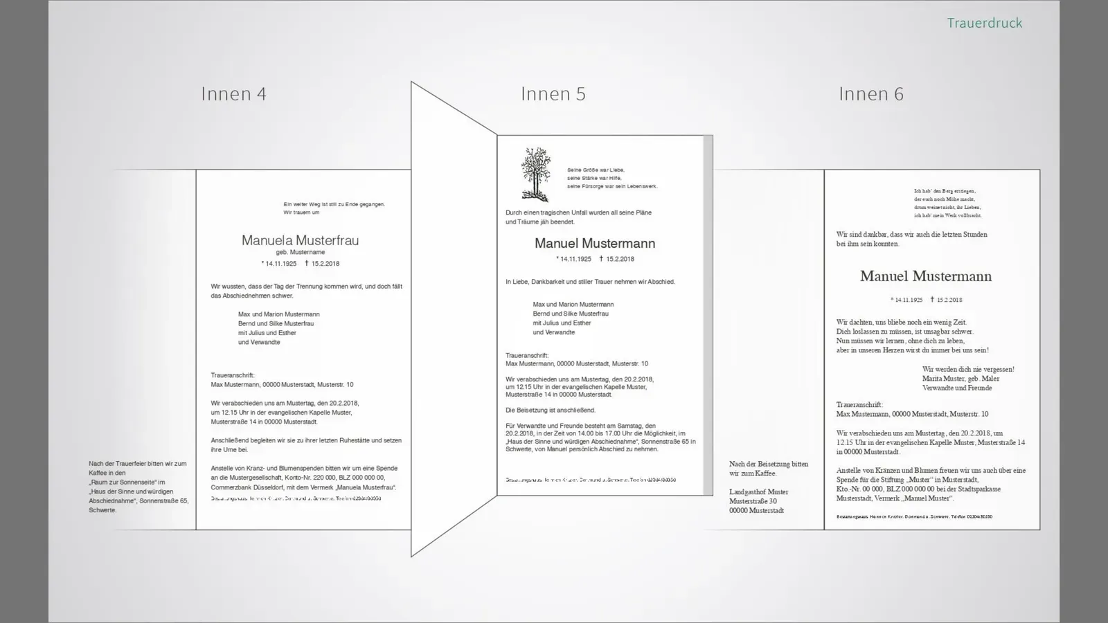 Drei Zettel, auf einem steht das Wort „Muster“