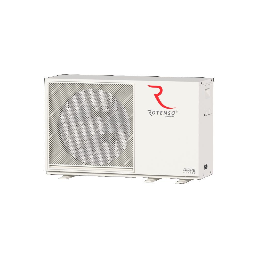 Unité de climatisation murale blanche avec grille avant et logo sur fond uni