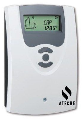 Appareil portable ATECHE blanc avec petit écran LCD affichant CAP 128,5 °C