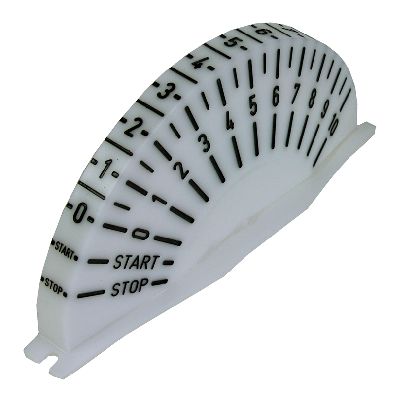 Ein weiß-schwarzer Gegenstand mit der Aufschrift „Start“ und „Stopp“