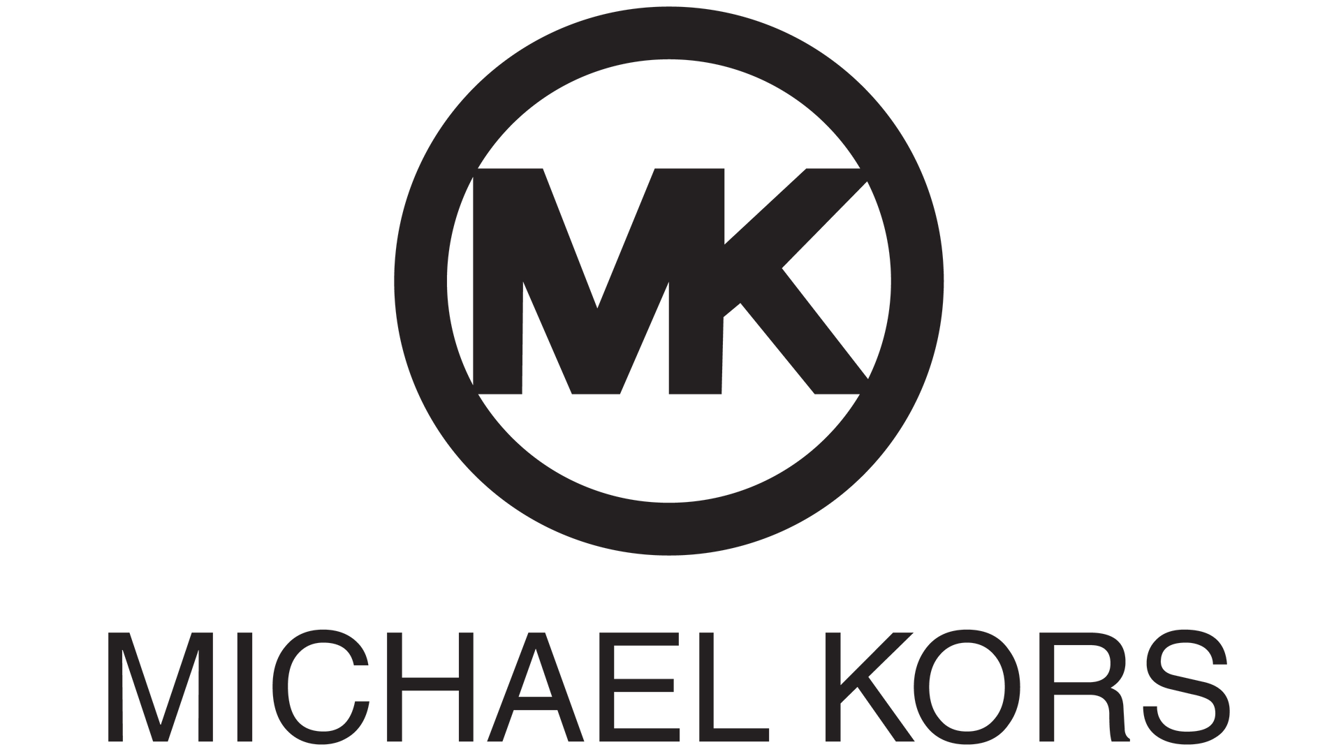 El logotipo de Michael Kors es un logotipo en blanco y negro sobre un fondo blanco.