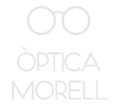 El logotipo de Óptica Morell es un par de gafas sobre un fondo blanco.
