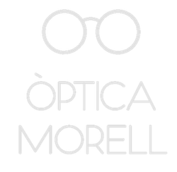 El logotipo de Óptica Morell es un par de gafas sobre un fondo blanco.
