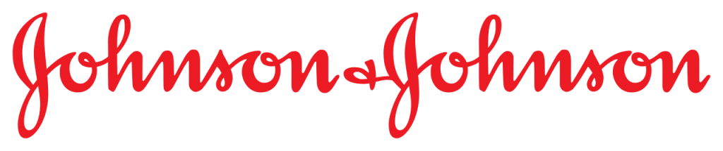 El logotipo de Johnson & Johnson es rojo sobre un fondo blanco.