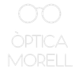 El logotipo de Óptica Morell es un par de gafas sobre un fondo blanco.