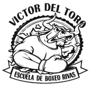 Logo: Boxing bull with gloves, "Victor Del Toro" above, "Escuela de Boxeo Rivas" below.