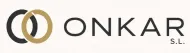 Logotipo de ONKAR SL con anillos entrelazados dorados y negros sobre un fondo blanco.