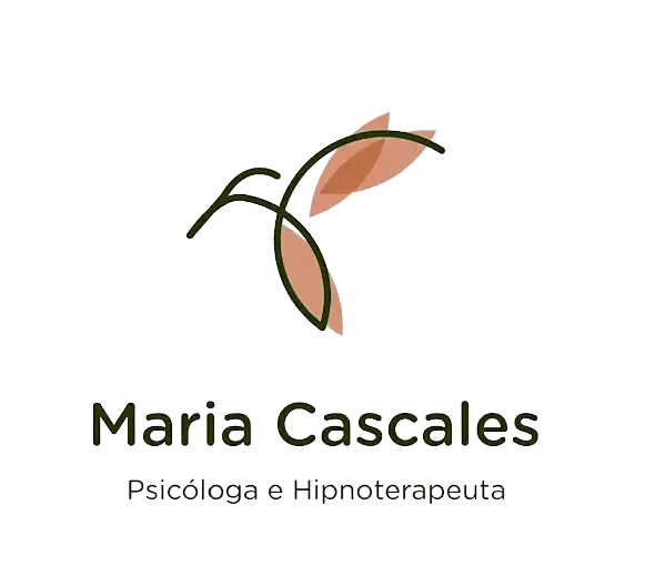 Logotipo para María Cascales, psicóloga e hipnoterapeuta, con gráfico y texto de un colibrí.