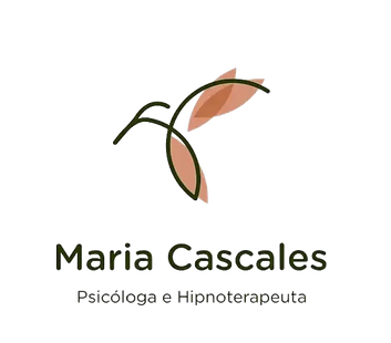 Logotipo para María Cascales, psicóloga e hipnoterapeuta, con gráfico y texto de un colibrí.