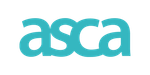„ASCA“ in einer blaugrünen serifenlosen Schrift auf weißem Hintergrund.
