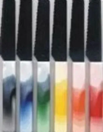 Farbspektrum mit schwarzen Rechtecken über jedem entsprechenden farbigen Abschnitt.