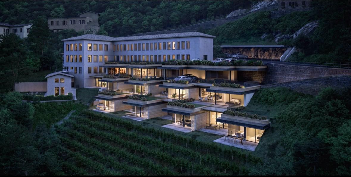 Hotel immerso in un vigneto collinare, dotato di camere moderne e illuminate.