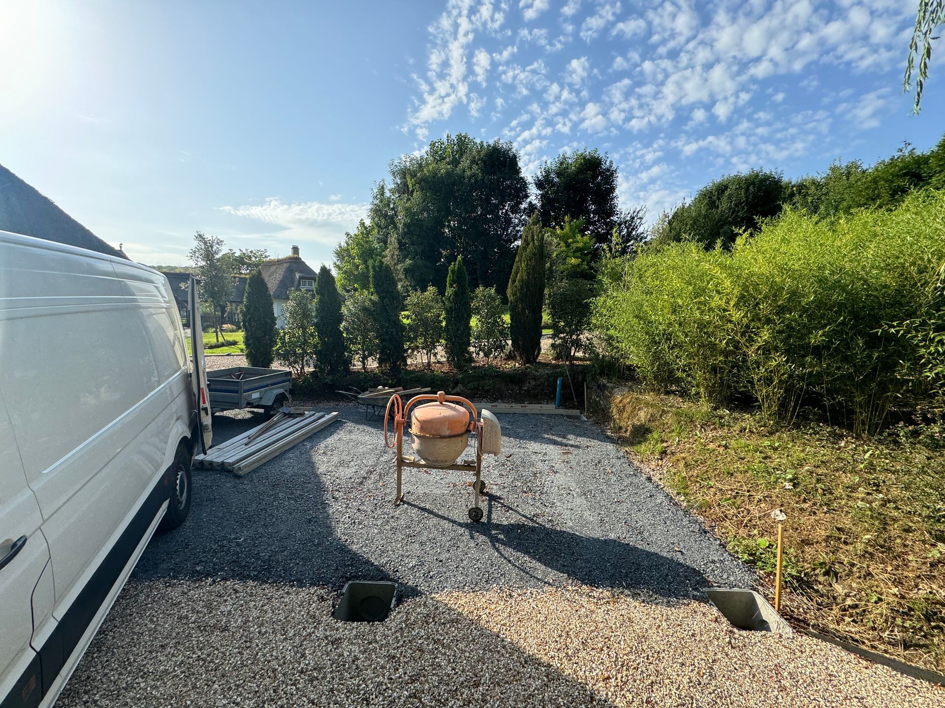 Mise en place des fondations d'une maison