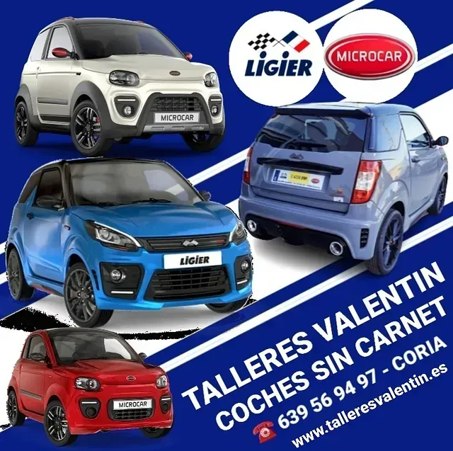 An advertisement for talleres valentin coches sin carnet