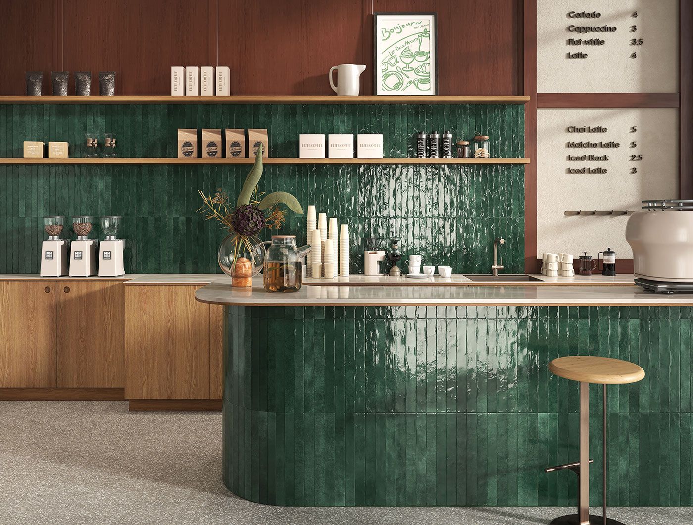 Terratinta - cuisine avec carrelage vert