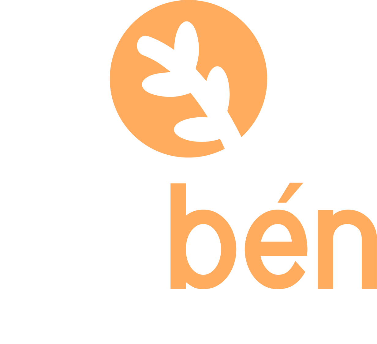 Un logotipo para Ben con un círculo naranja con hojas.