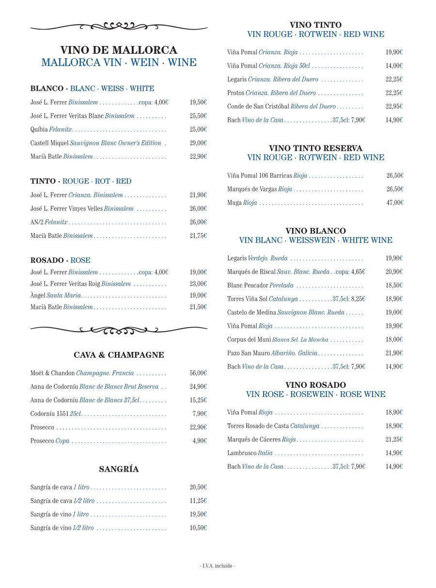 Un menú para un restaurante con muchos artículos.