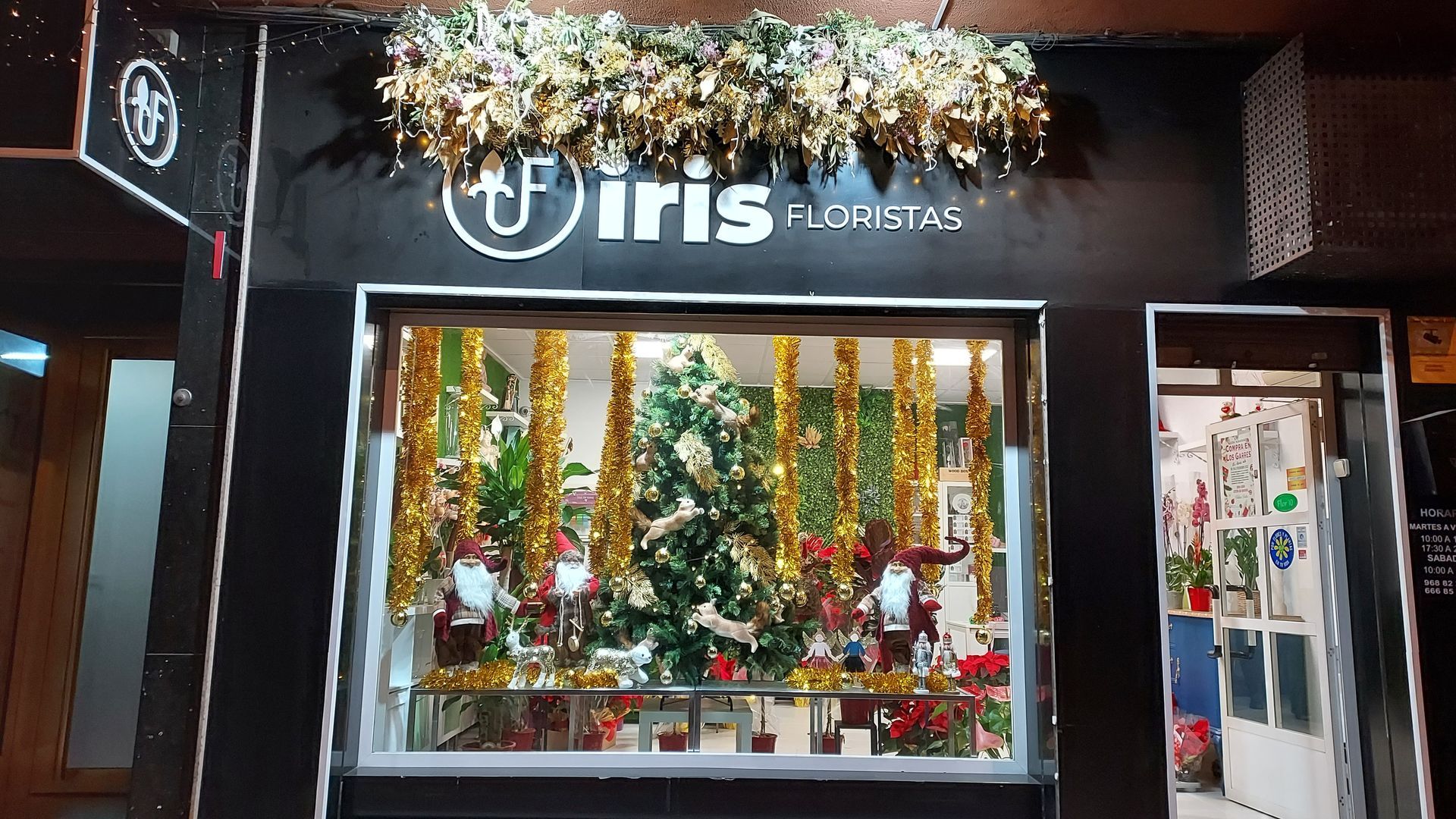 Un escaparate con un árbol de Navidad en la ventana.