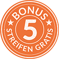 Siegel: 5 Streifen gratis Bonus